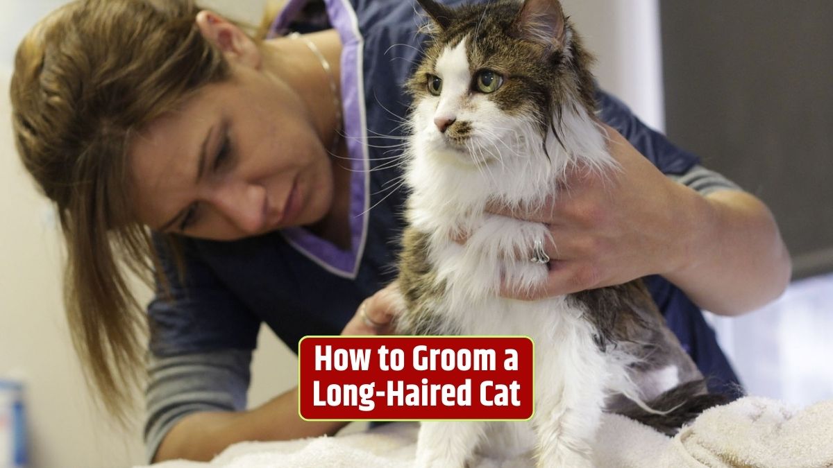 Grooming long-haired cat, cat coat care, cat grooming tips,